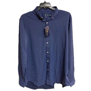 Men's Ralph Lauren Classic Fit Performance Shirt LS Buttonup Blue Size XL NWT